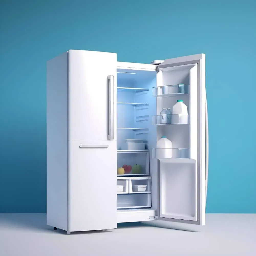 Double-door fridge with both doors open