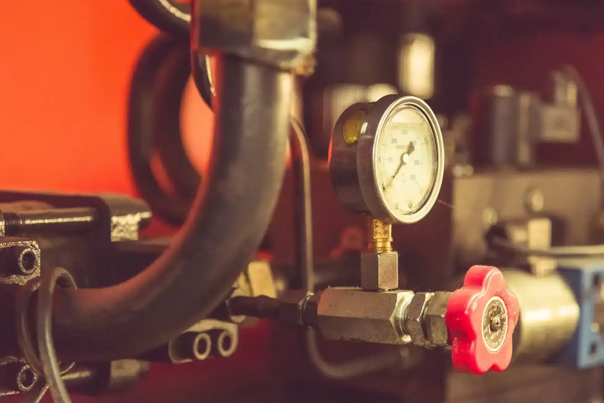 Gas regulator, pressure gauge and isolation valve on a gas line