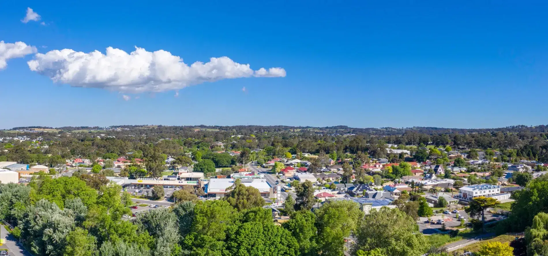 Mount Barker township among the trees of the Adelaide Hills